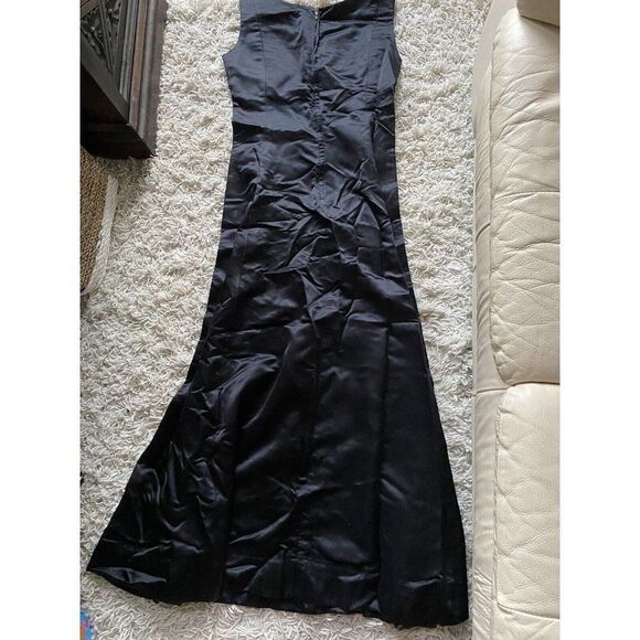 Vintage Dress Long Black Silk Full Length Sleeveless Small / Medium - Picture 4 of 10